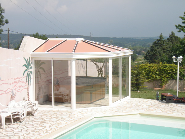 veranda piscine alu blanc imitation tuile